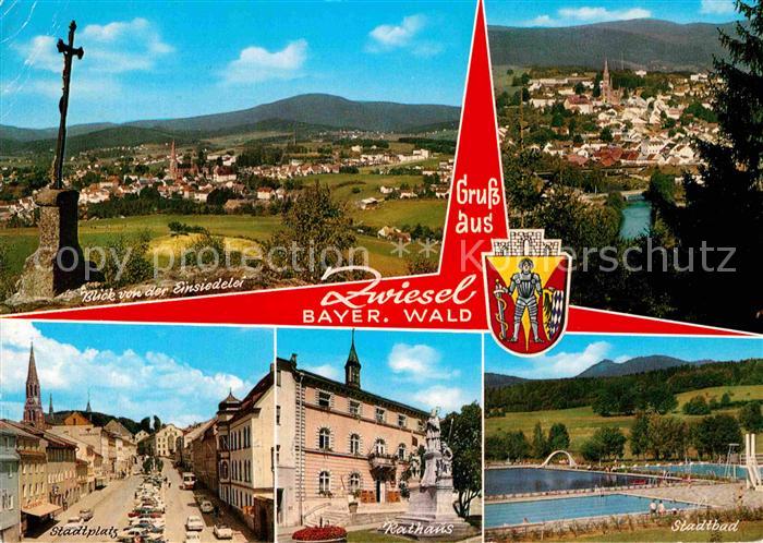 Zwiesel Niederbayern Stadtplatz Rathaus Stadtbad