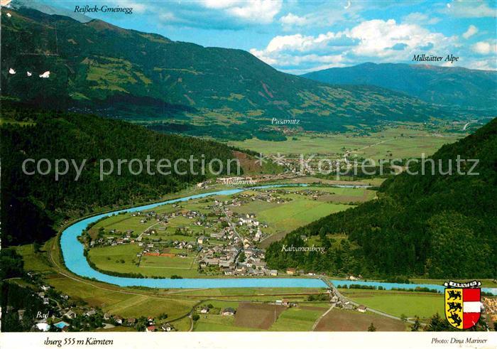 Sachsenburg Kaernten Fliegeraufnahme Drau