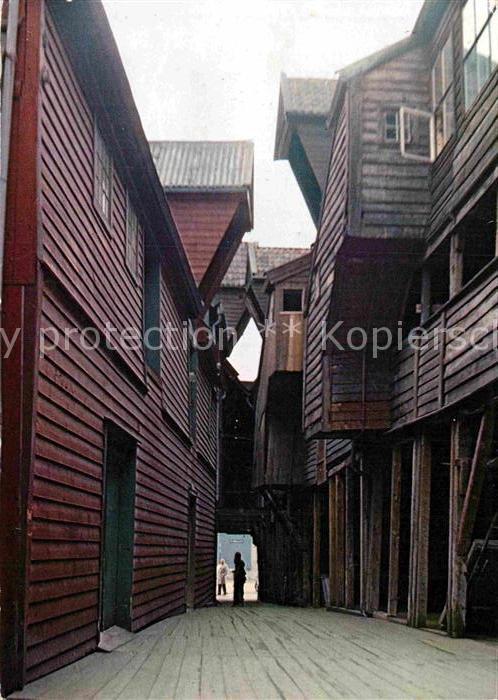 Bergen Norwegen Alte Holzhaeuser Fischmarkt