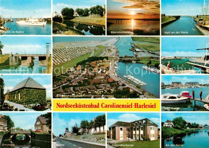 Carolinensiel-Harlesiel Ostfriesland Fliegeraufnahme Hafen Harle Muehle Friedric