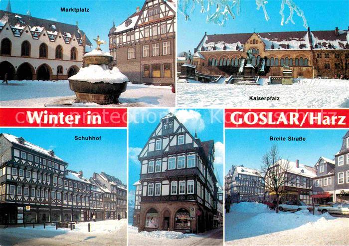 GOSLAR Harz Niedersachsen Marktplatz Kaiserpfalz Schuhhof Breite-Strasse im Wint