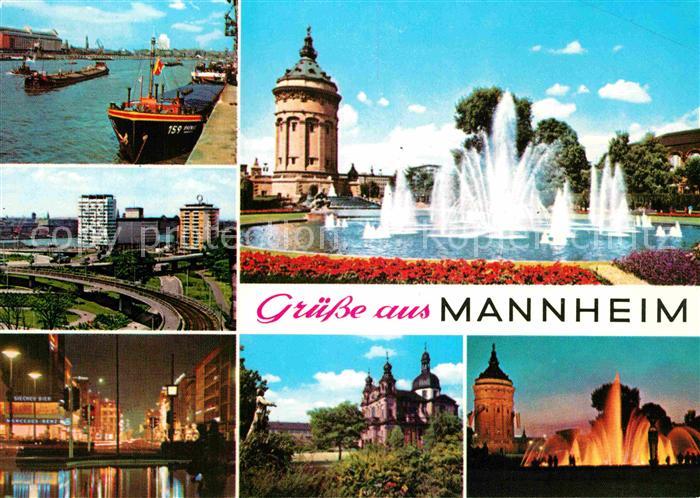 MANNHEIM BW Brunnen Hafen Kirche