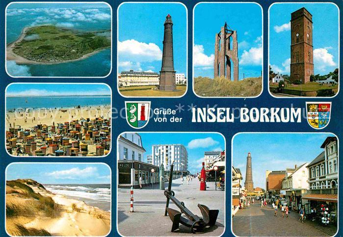 BORKUM Nordseebad Niedersachsen Fliegeraufnahme Strand Tuerme