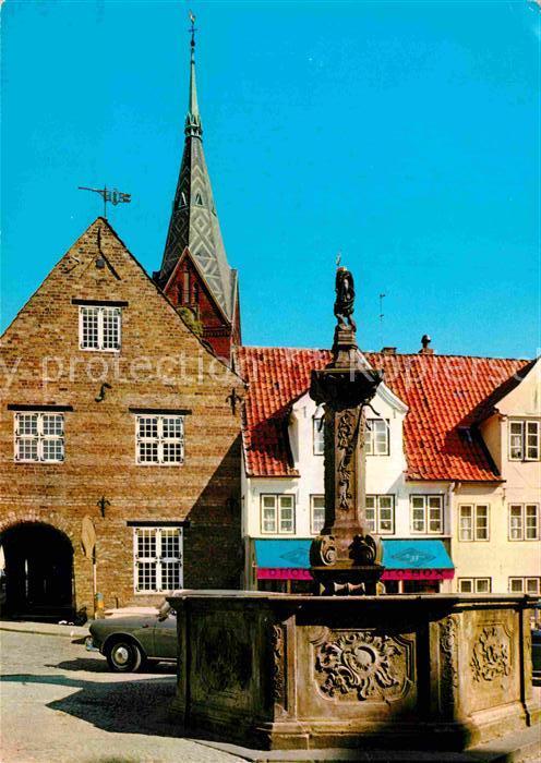 Flensburg Nordermarkt und Neptunbrunnen