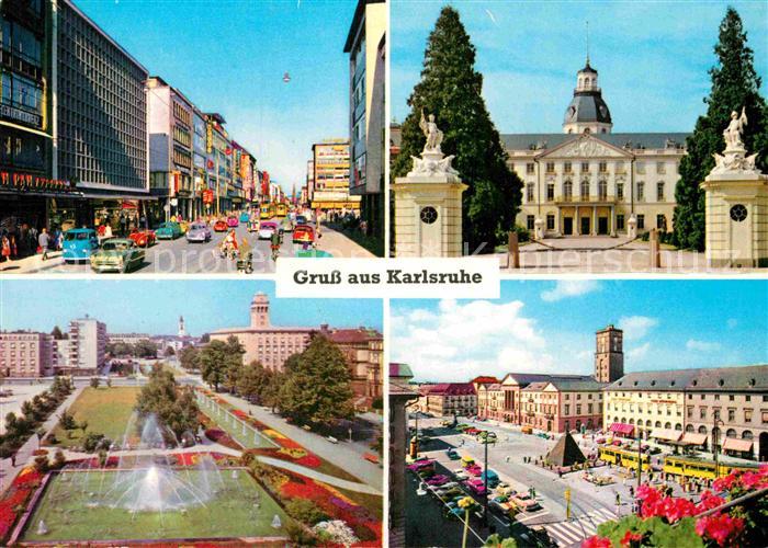 Karlsruhe Baden Kaiserstrasse Schloss Wasserspiele Marktplatz