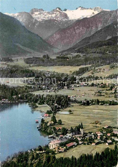 Alt Aussee Fliegeraufnahme mit Hohem Dachstein
