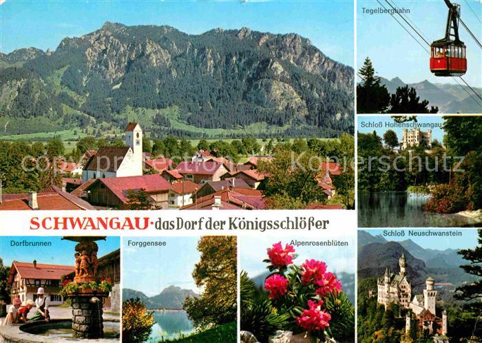 Schwangau Dorf der Koenigsschloesser Tegelbergbahn Hohenschwangau Neuschwanstein
