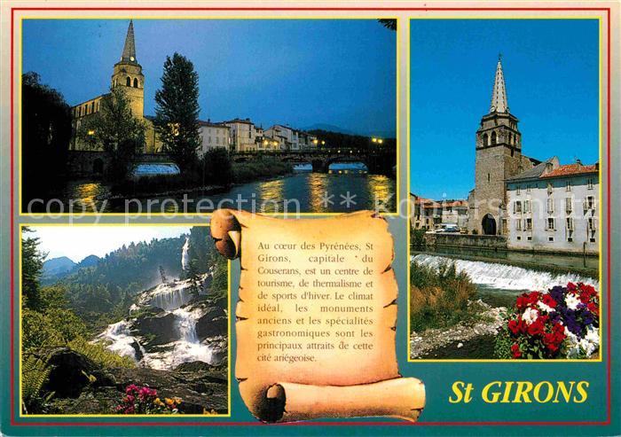 Saint-Girons Ariege Kirche Wasserfall
