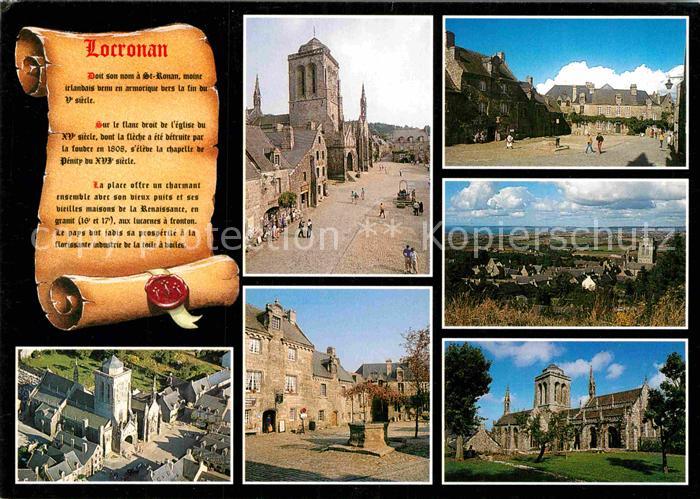 Locronan Die alten Haeuser und die Kirche Saint Roman