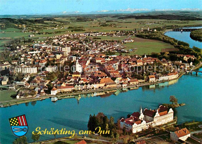 Schaerding Fliegeraufnahme Hoellengebierge Kloster Neuhaus