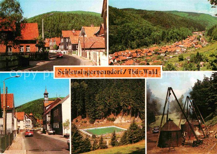 Schleusingerneundorf Sommerberg Teilansicht Hauptstrasse Schwimmbad Koehlerei