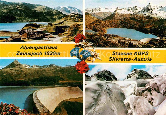 Silvretta-Hochalpenstrasse Fliegeraufnahme Stausee Staumauer Alpengasthof