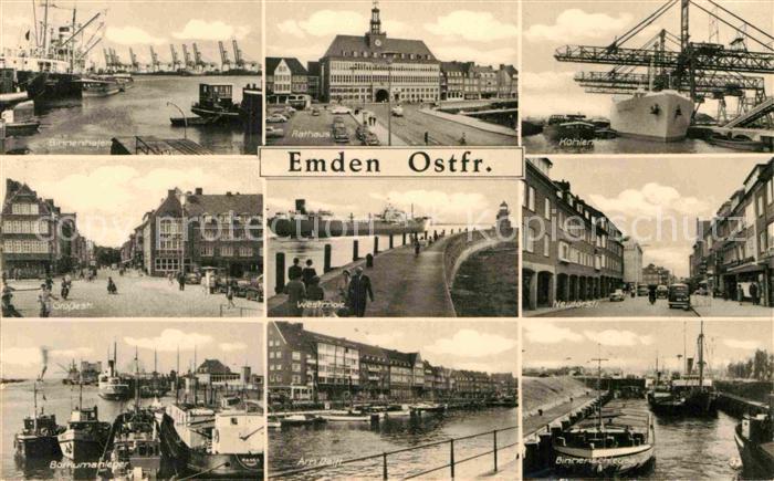 Emden Ostfriesland Rathaus Binnenhafen Grosse Strasse Borkumanleger Binnenschleu