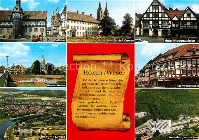 Hoexter Weser Rathaus Schloss Corvey Hotel Niedersachsen Weser Klinik