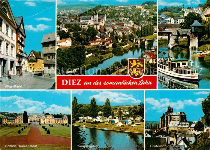 Diez Lahn Alter Markt alte Lahnbruecke Schloss Oranienstein Campingplatz