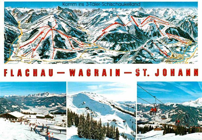 Salzburger Land Flachau Wagrain Sankt Johann Winter Skipistenplan