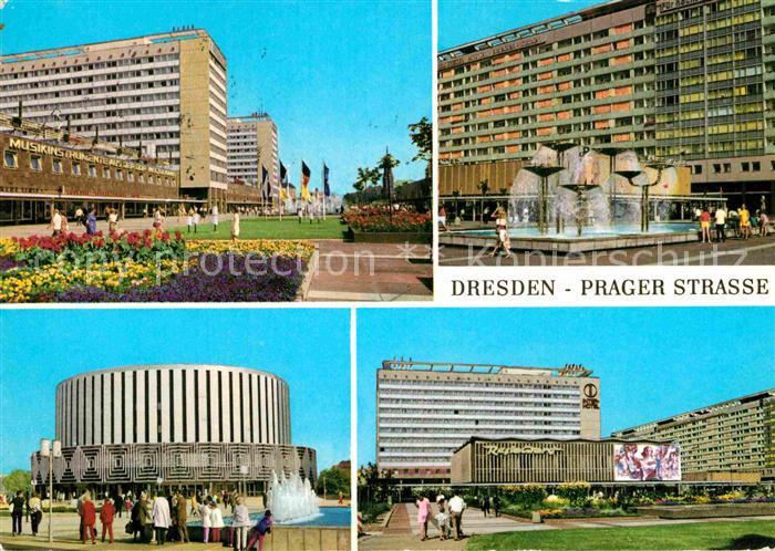 DRESDEN Elbe Prager Strasse Brunnen