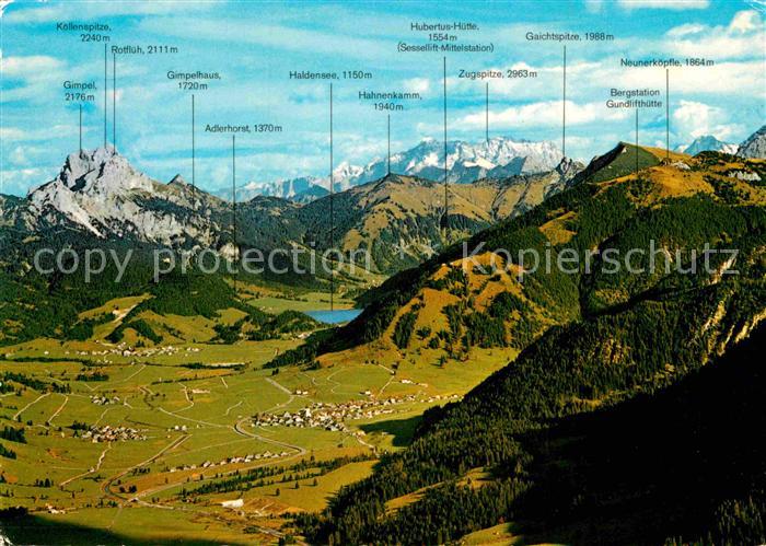 Tannheimertal Fliegeraufnahme Zugspitze Panorama Haldensee