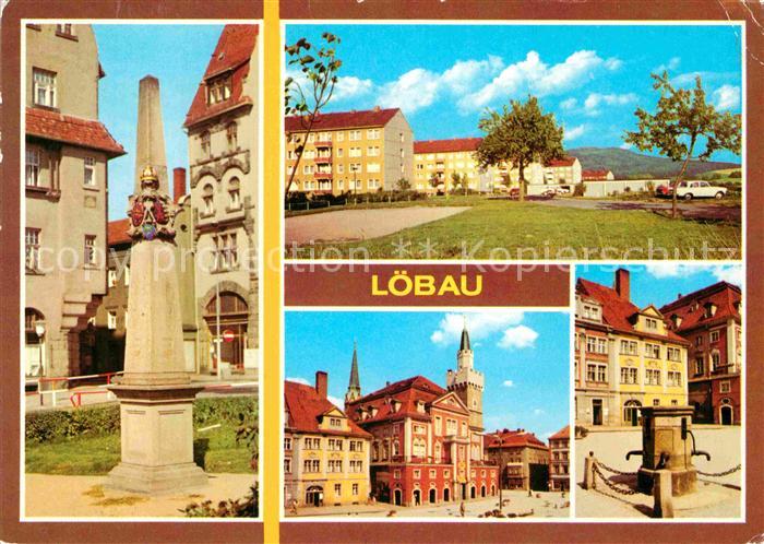 Loebau Sachsen Postmeilensaeule Loebauer Berg Rathaus Platz der Befreiung