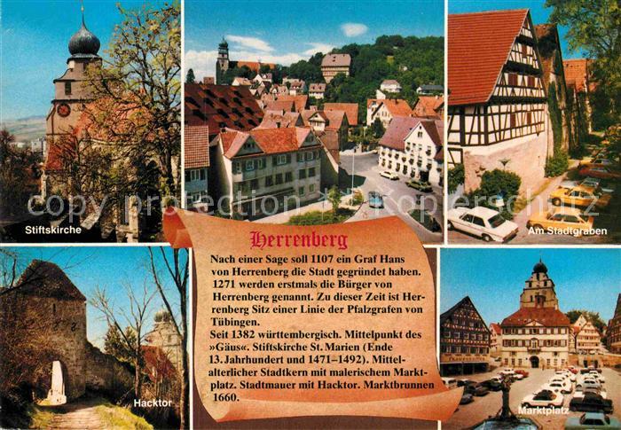 Herrenberg Wuerttemberg Stiftskirche Stadtgraben Marktplatz Hacktor