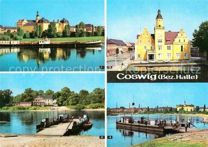 Coswig Sachsen Schloss Elbfaehre Rathaus Elbe