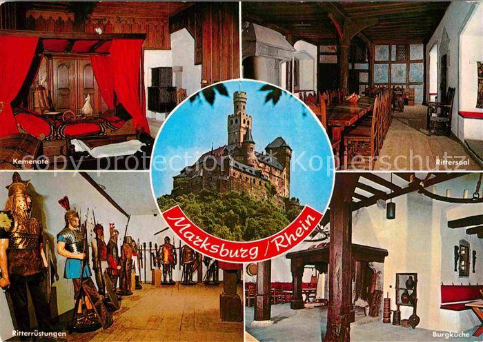 Braubach Rhein Marksburg Ritterruestungen Burgkueche Rittersaal Kemenate