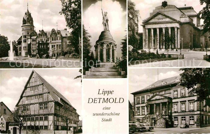 Detmold Schloss Hermannsdenkmal Landestheater Heimathaus Rathaus