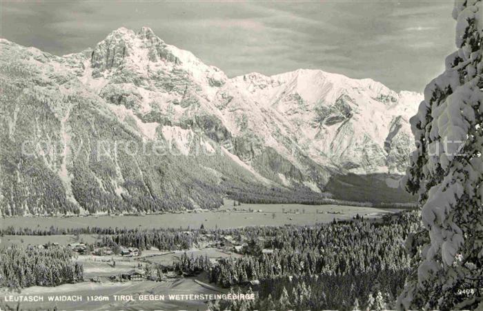 Leutasch Waidach gegen Wettersteingebirge Winterpanorama