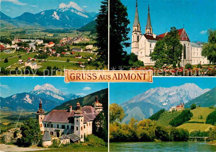 Admont Steiermark Panorama Blick gegen Grossen Buchstein Stiftskirche Rosarium S