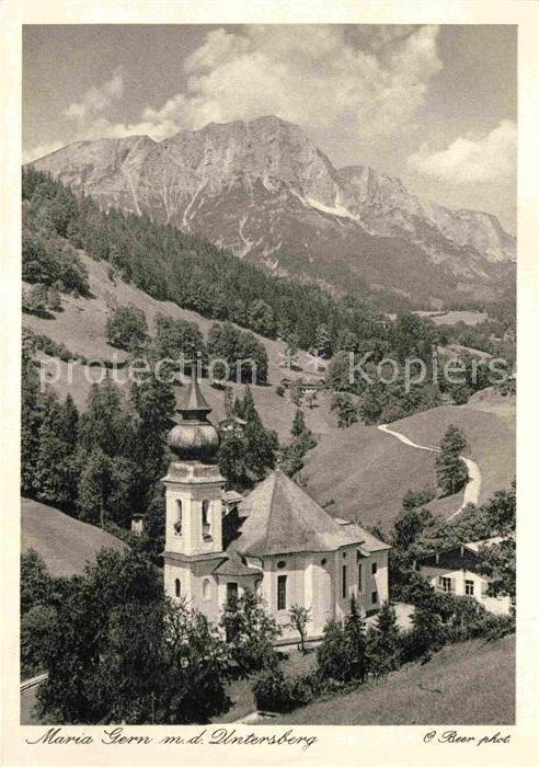 Maria Gern Wallfahrtskirche mit Blick zum Untersberg Berchtesgadener Alpen