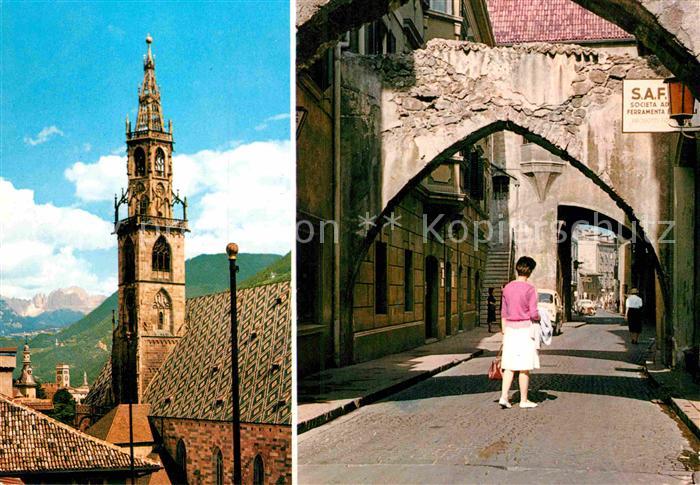 Bozen Suedtirol Pfarrkirche mit Rosengarten Dr Streiter Gasse