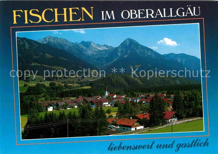 Fischen Allgaeu Gesamtansicht mit Entschenkopf Nebelhorn Rubihorn Allgaeuer Alpe