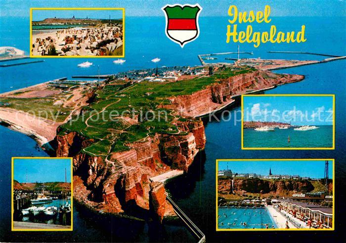 Insel Helgoland Nordseebd Fliegeraufnahme Badestrand Hafen Freibad