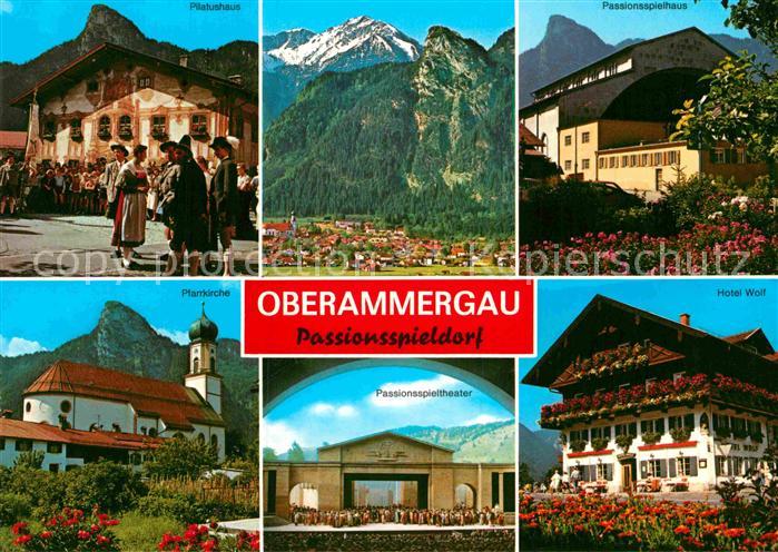 Oberammergau Pilatushaus Pfarrkirche Passionsspielort Theater Spielhaus Hotel Al