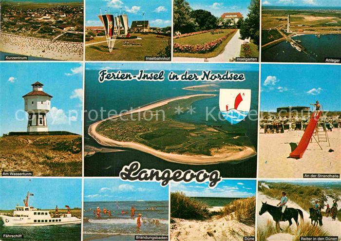 Langeoog Nordseebad Nordseeinsel Fliegeraufnahme Kurzentrum Wasserturm Faehrschi