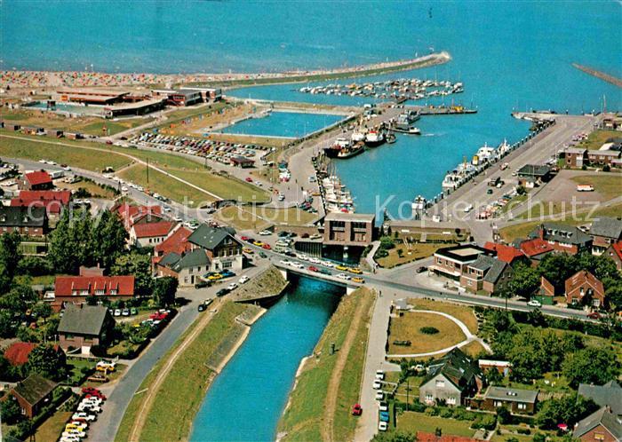 Bensersiel Luftaufnahme mit Seewasser Wellenschwimmbad Nordseebad