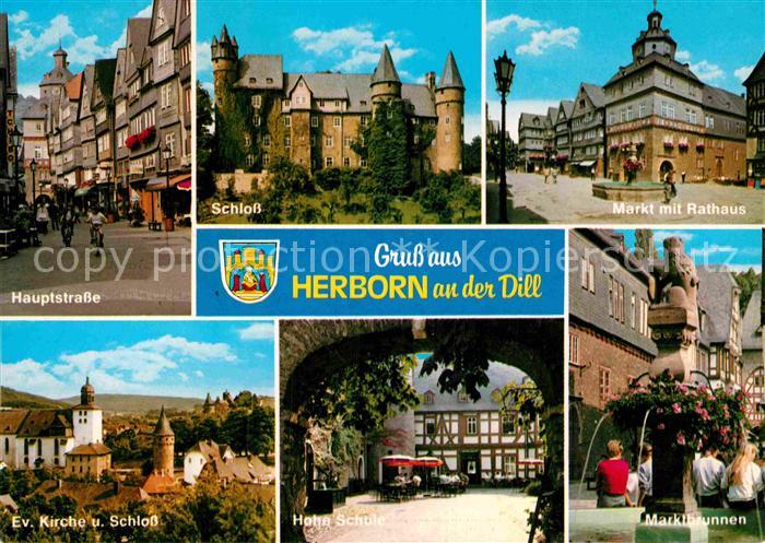Herborn Hessen Hauptstrasse Schloss Markt Rathaus Marktbrunnen Hohe Schule Kirch