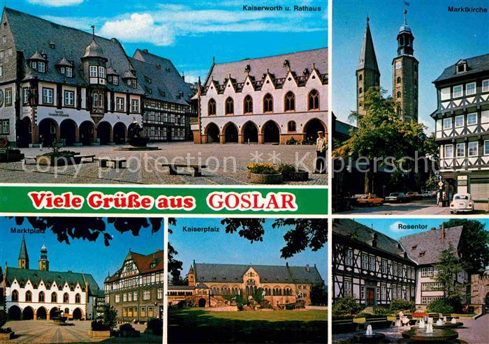 GOSLAR Harz Niedersachsen Kaiserwoerth Rathaus Marktkirche Rosentor Kaiserpfalz