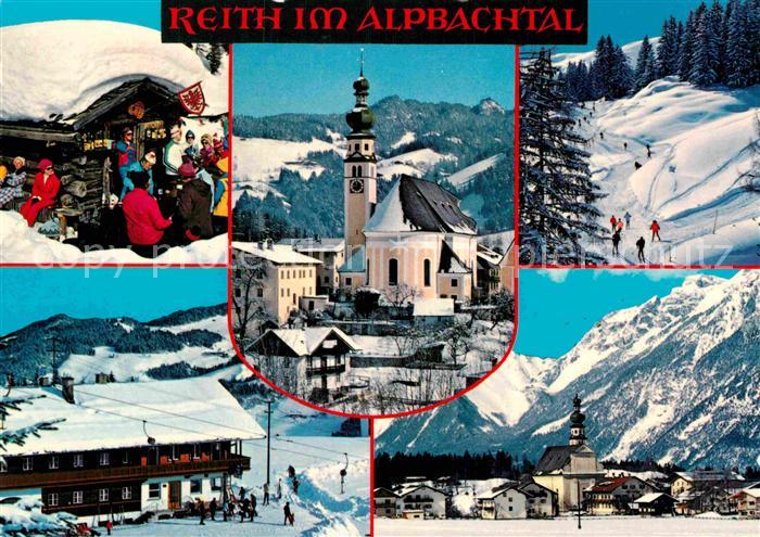 Reith Alpbachtal Ortsmotive mit Kirche Wintersportplatz Alpen Skihuette