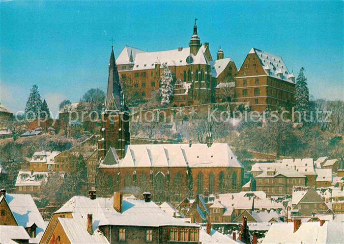 Marburg Lahn Altstadt Kirche Schloss im Winter