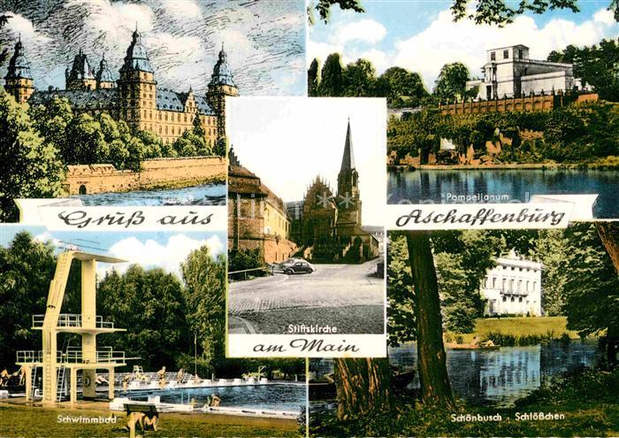 Aschaffenburg Main Schloss Pompeijanum Schwimmbad Sprungturm Park Schoenbusch St