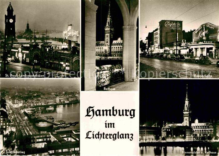 HAMBURG  CITY im Lichterglanz St Pauli Landungsbruecken Jungfernstieg Rathaus Re