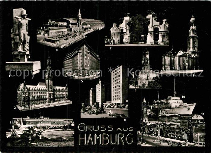 HAMBURG  CITY Sehenswuerdigkeiten der Stadt bei Nacht