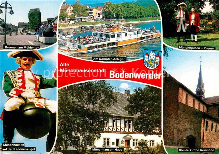 Bodenwerder Brunnen am Muehlentor Dampfer Anleger Muenchhausen Diener Haus Kanon