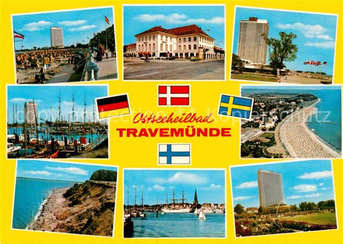 Travemuende Ostseebad Strand Promenade Hotel Yachthafen Kueste Nationalflaggen
