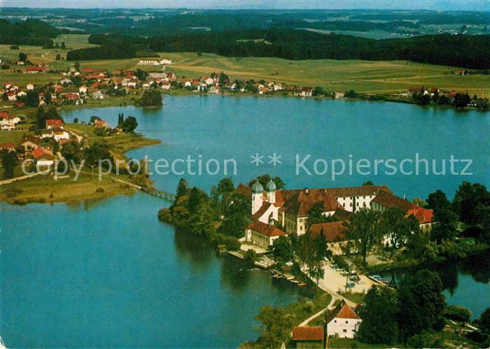 Seeon-Seebruck Insel Schloss Hotel Parkhotel Sandau Fliegeraufnahme