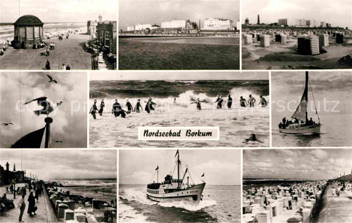 BORKUM Nordseebad Niedersachsen Segelboot Moewe Konzertbuehne Schiff Westfalen