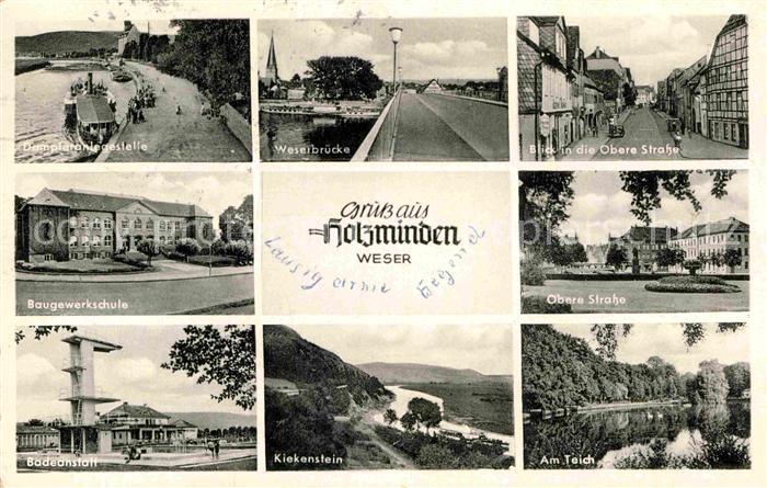 Holzminden Weser Obere Strasse Weserbruecke Baugewerkschule Kiekenstein