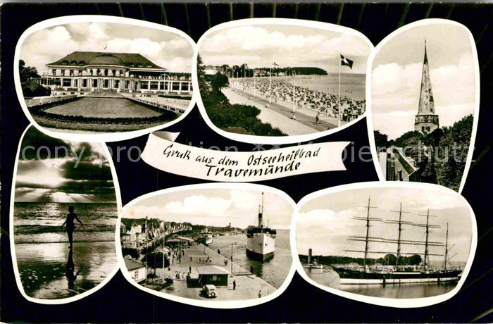 Travemuende Ostseebad Dampfer Segelschiff Strand Casino