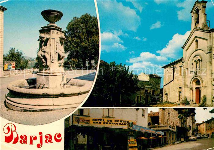 Barjac Gard Kirche Hotel du Centre Brunnen